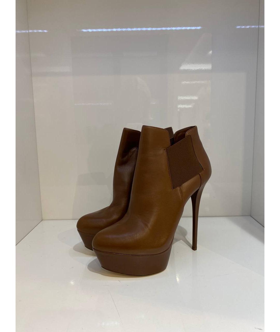 CASADEI Коричневые кожаные ботильоны, фото 4