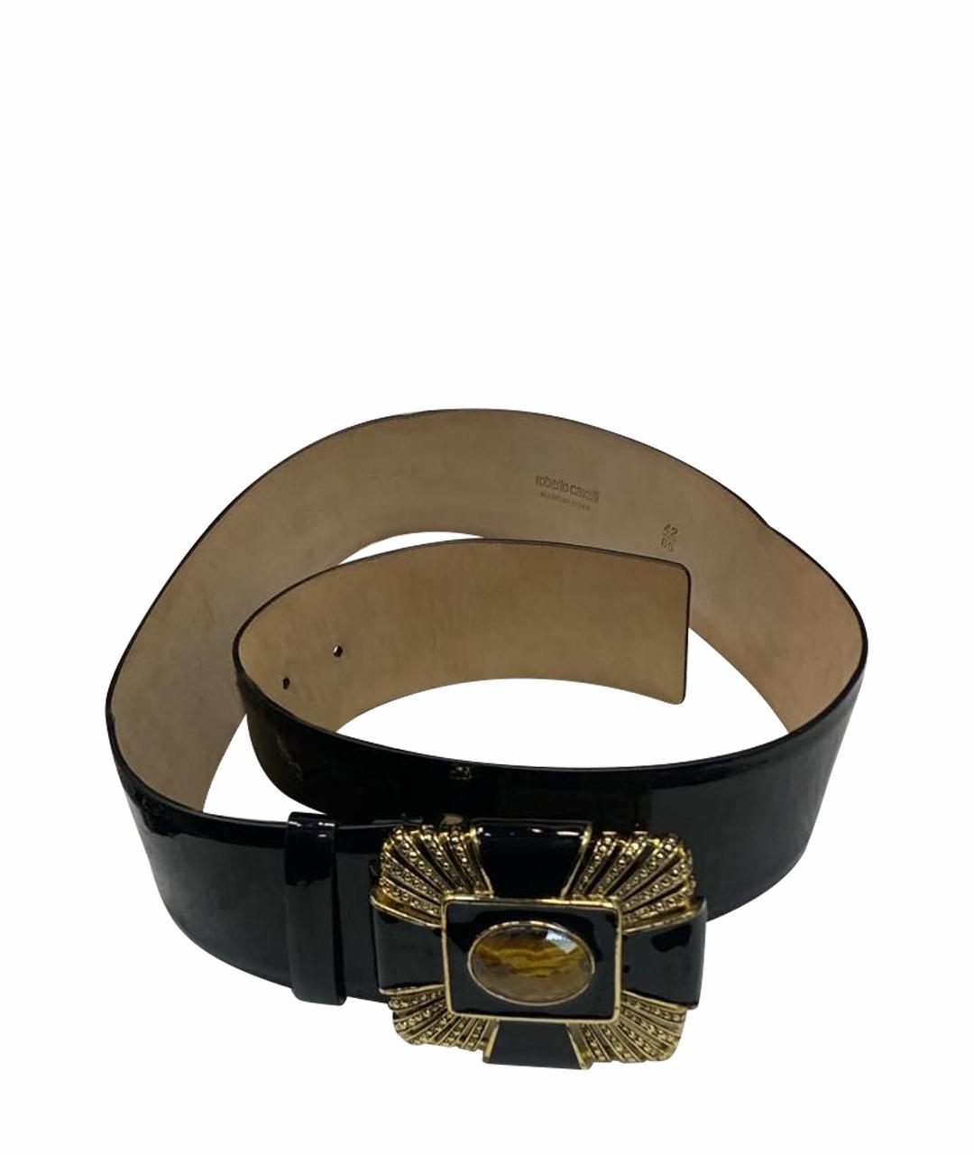 ROBERTO CAVALLI Черный кожаный ремень, фото 1