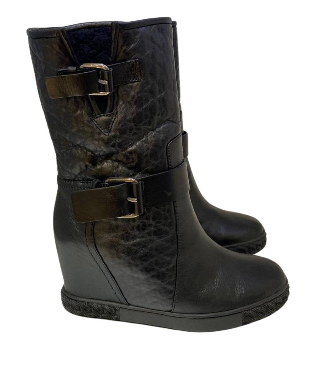 CASADEI Черные кожаные ботинки, фото 1