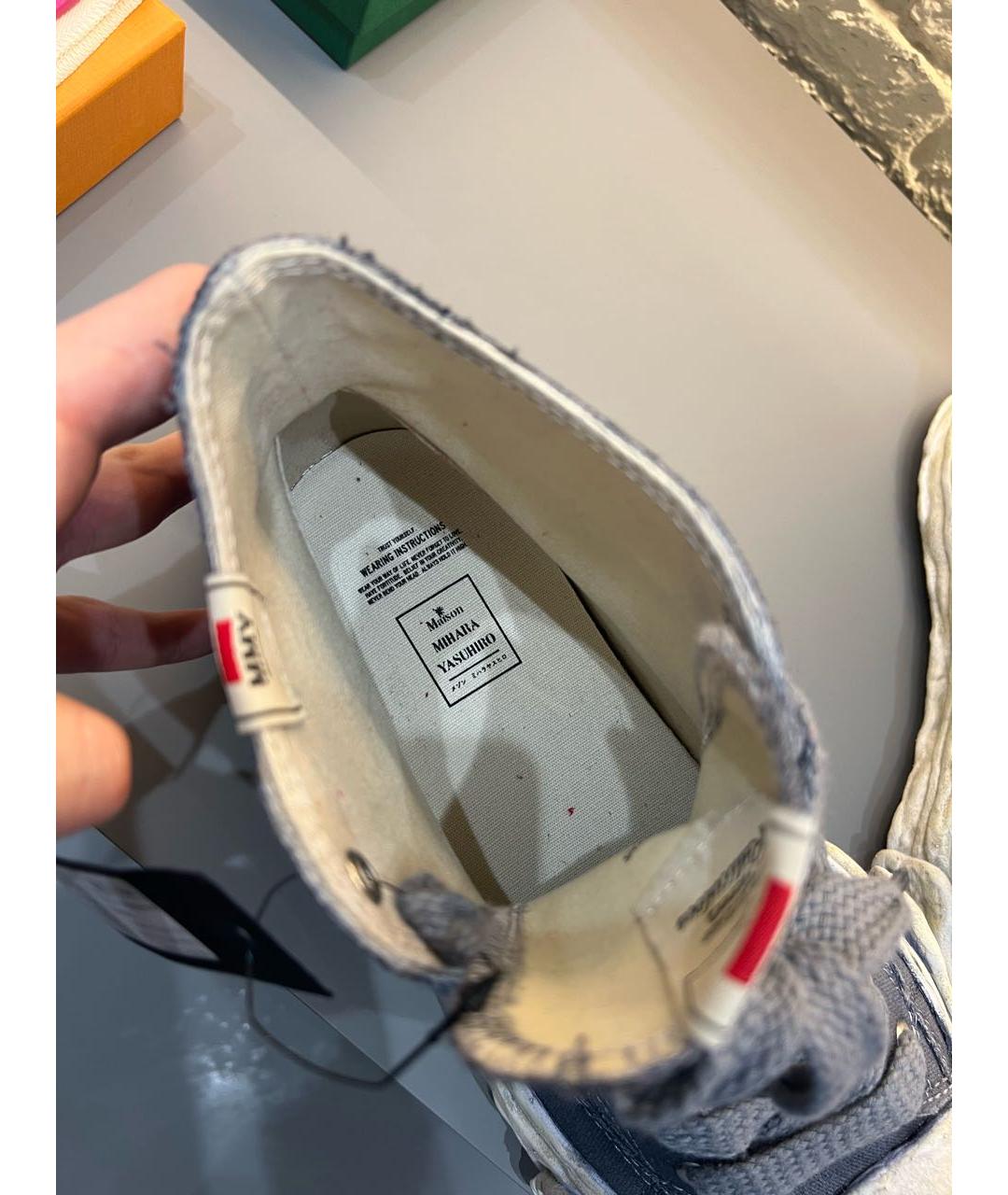 MAISON MIHARA YASUHIRO Серые текстильные высокие кроссовки / кеды, фото 4