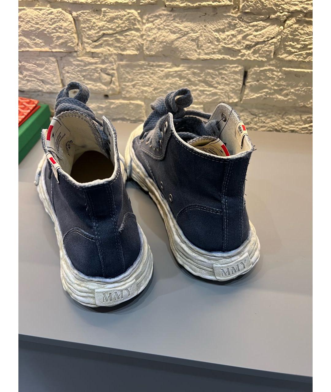 MAISON MIHARA YASUHIRO Серые текстильные высокие кроссовки / кеды, фото 3