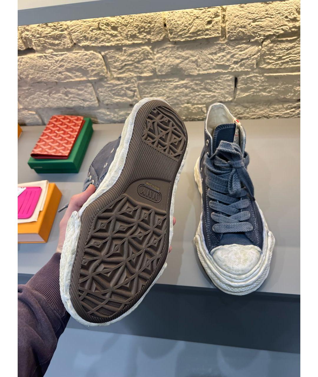 MAISON MIHARA YASUHIRO Серые текстильные высокие кроссовки / кеды, фото 5