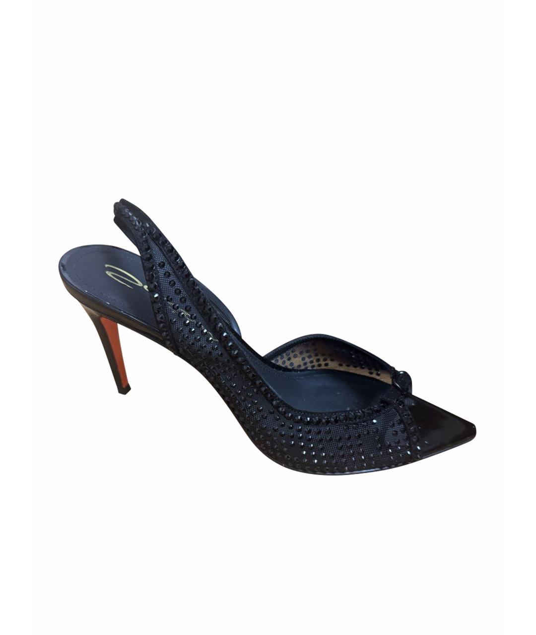 SANTONI Черные текстильные босоножки, фото 1