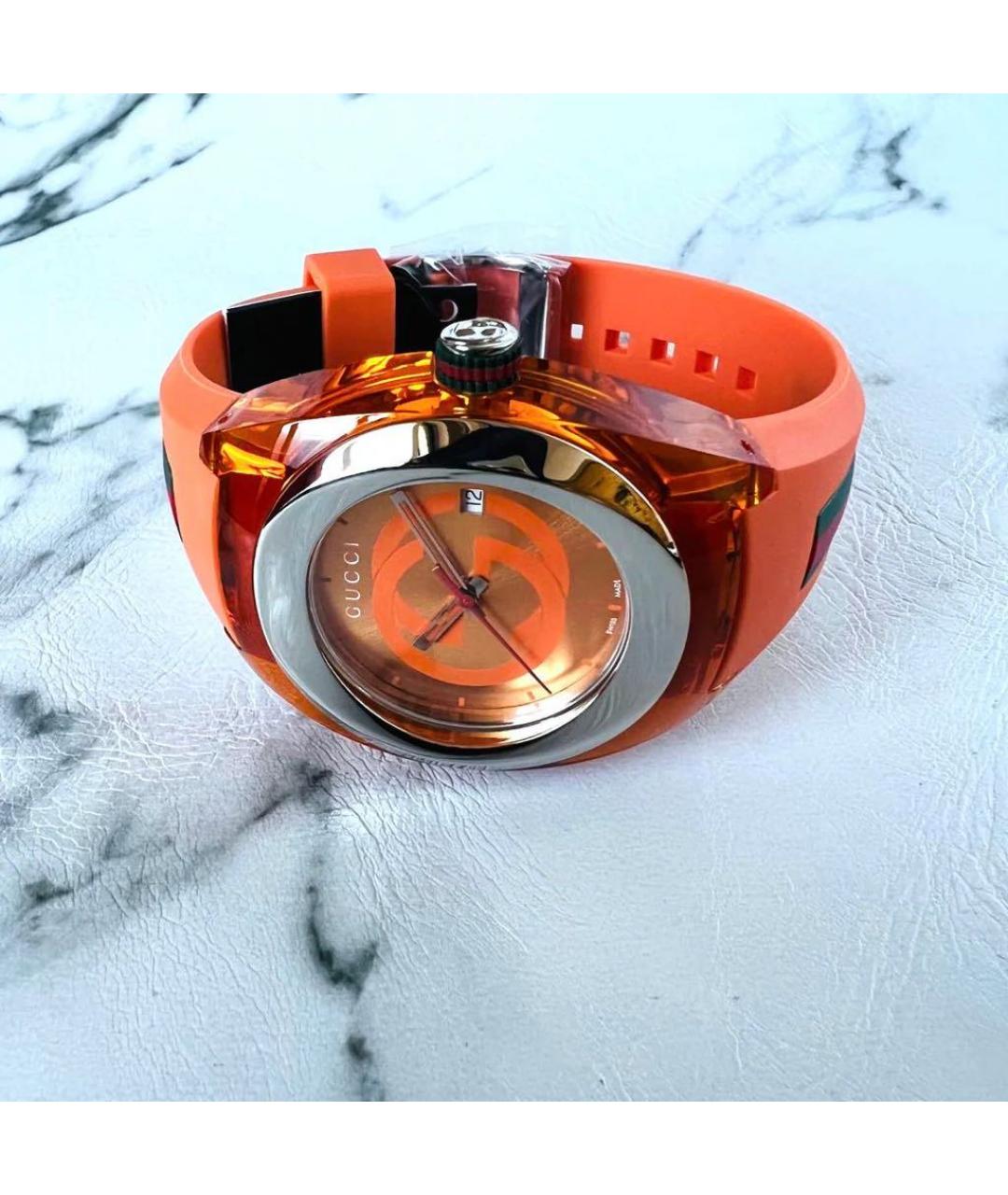 GUCCI Оранжевое пластиковые часы, фото 4