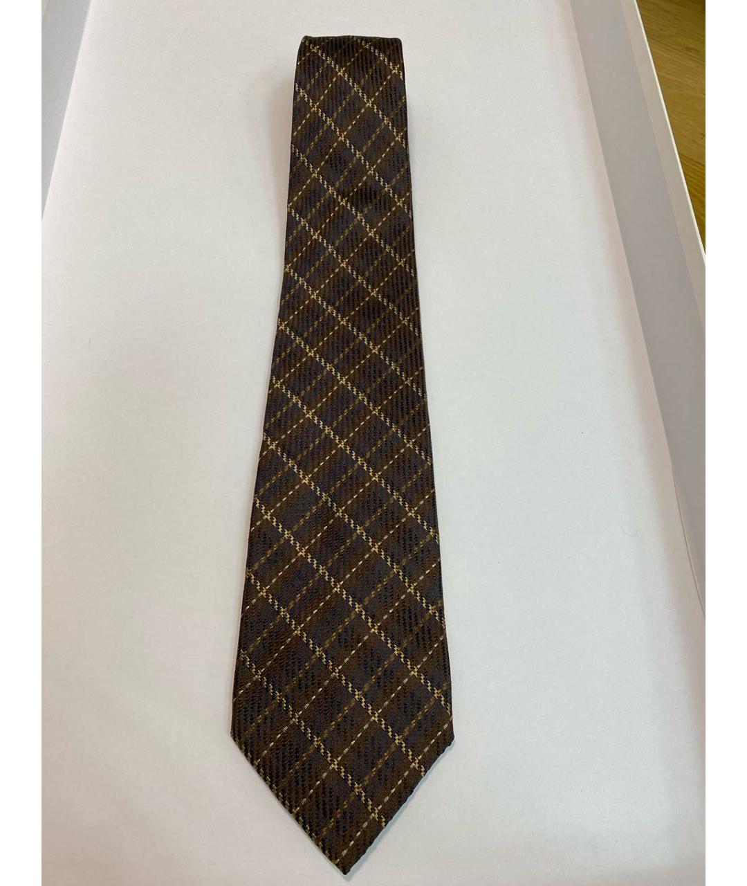 SAINT LAURENT Коричневый тканевый галстук, фото 6