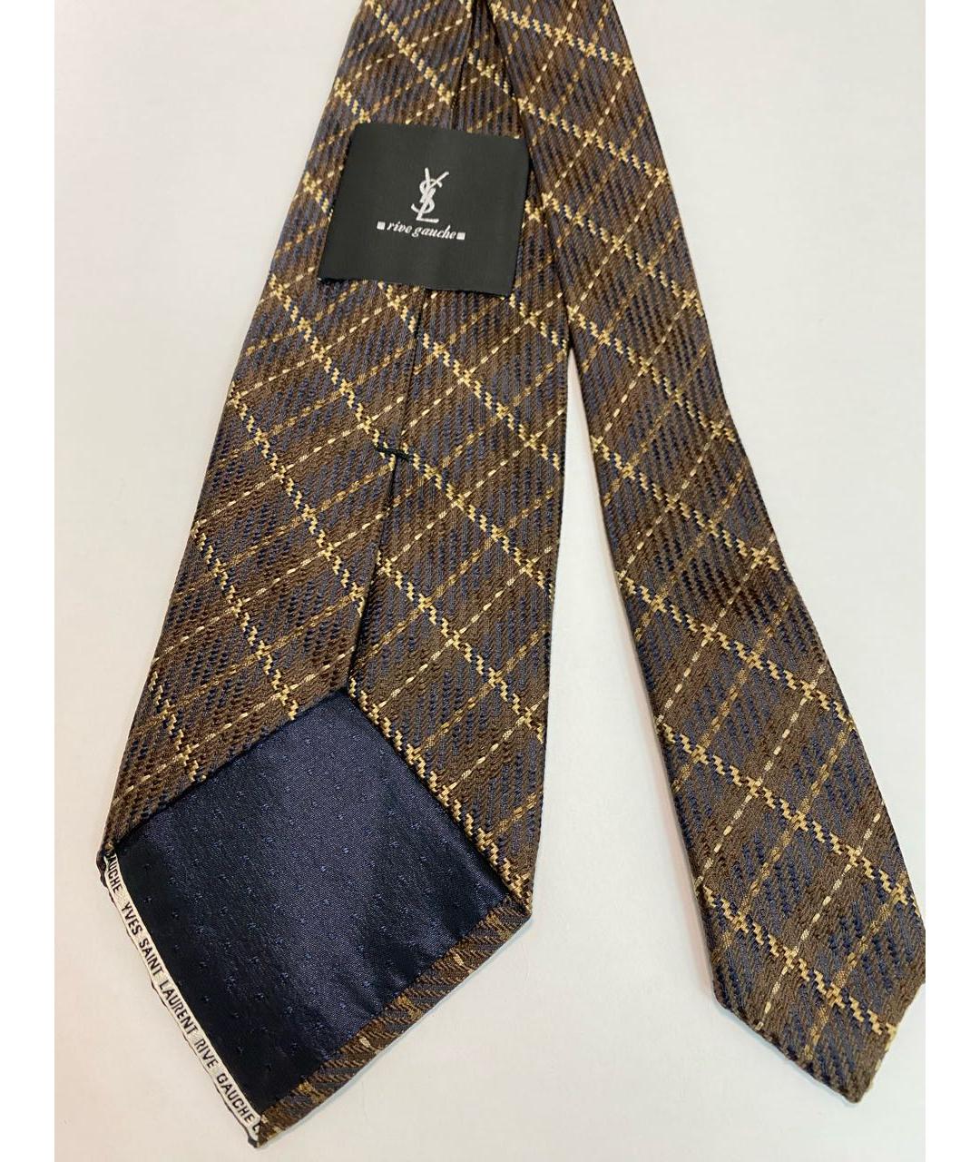 SAINT LAURENT Коричневый тканевый галстук, фото 3