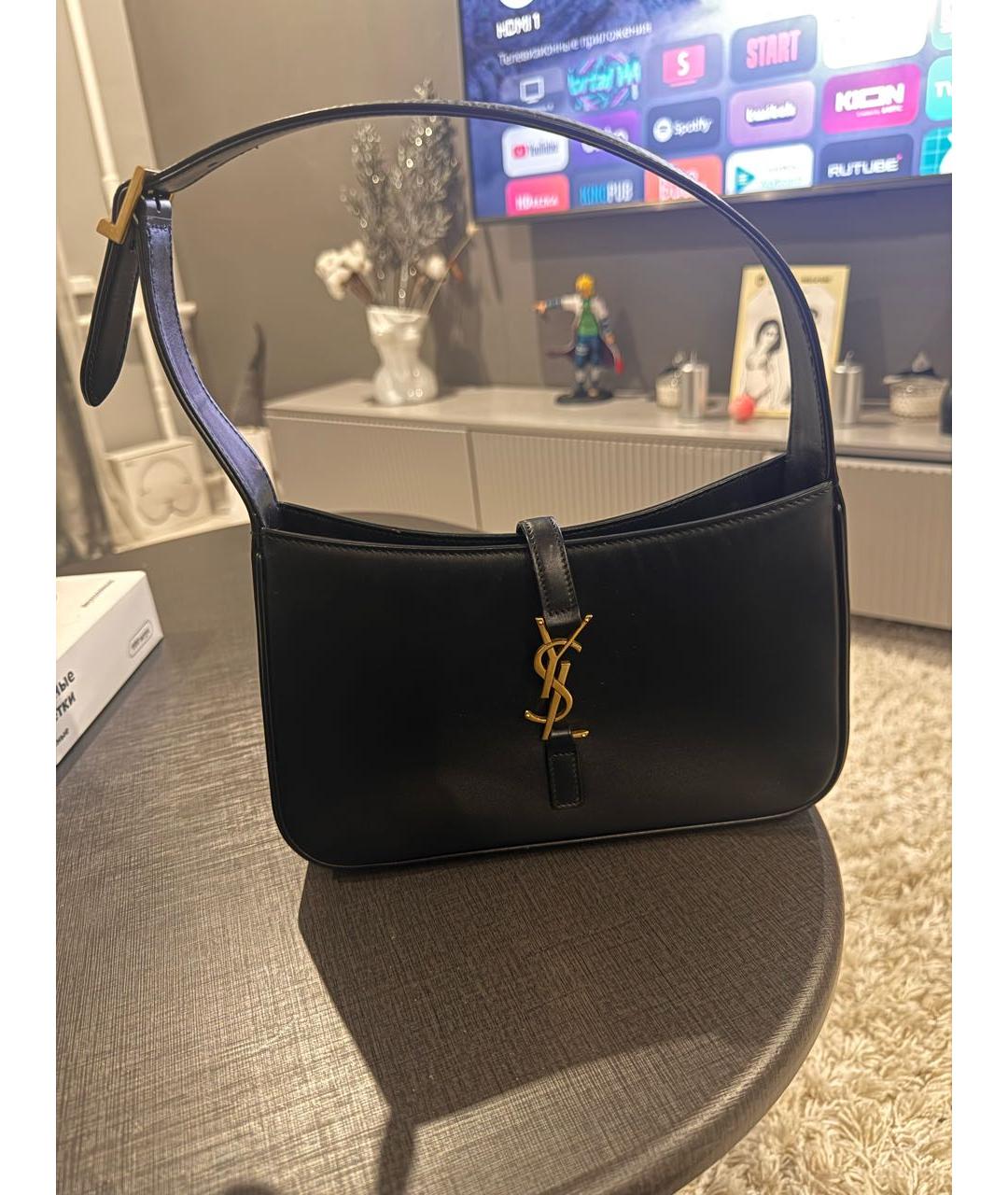 SAINT LAURENT Черная кожаная сумка через плечо, фото 5