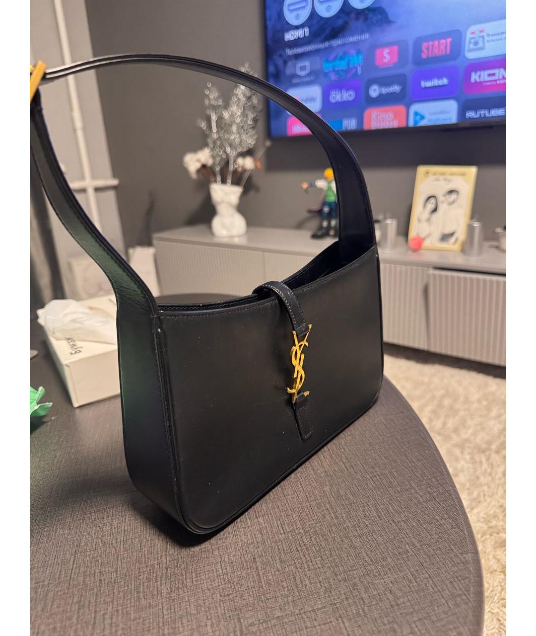 SAINT LAURENT Черная кожаная сумка через плечо, фото 2