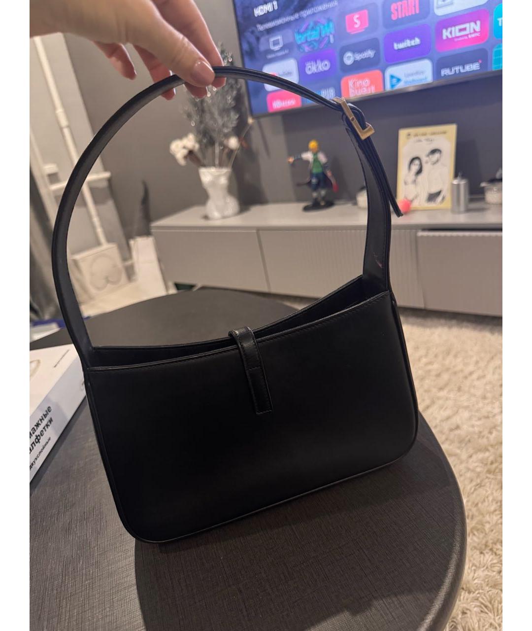 SAINT LAURENT Черная кожаная сумка через плечо, фото 3