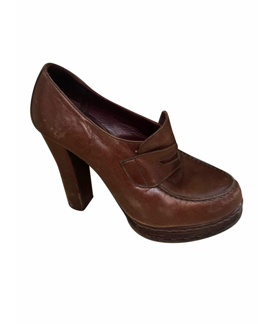 PRADA Коричневые кожаные туфли, фото 1