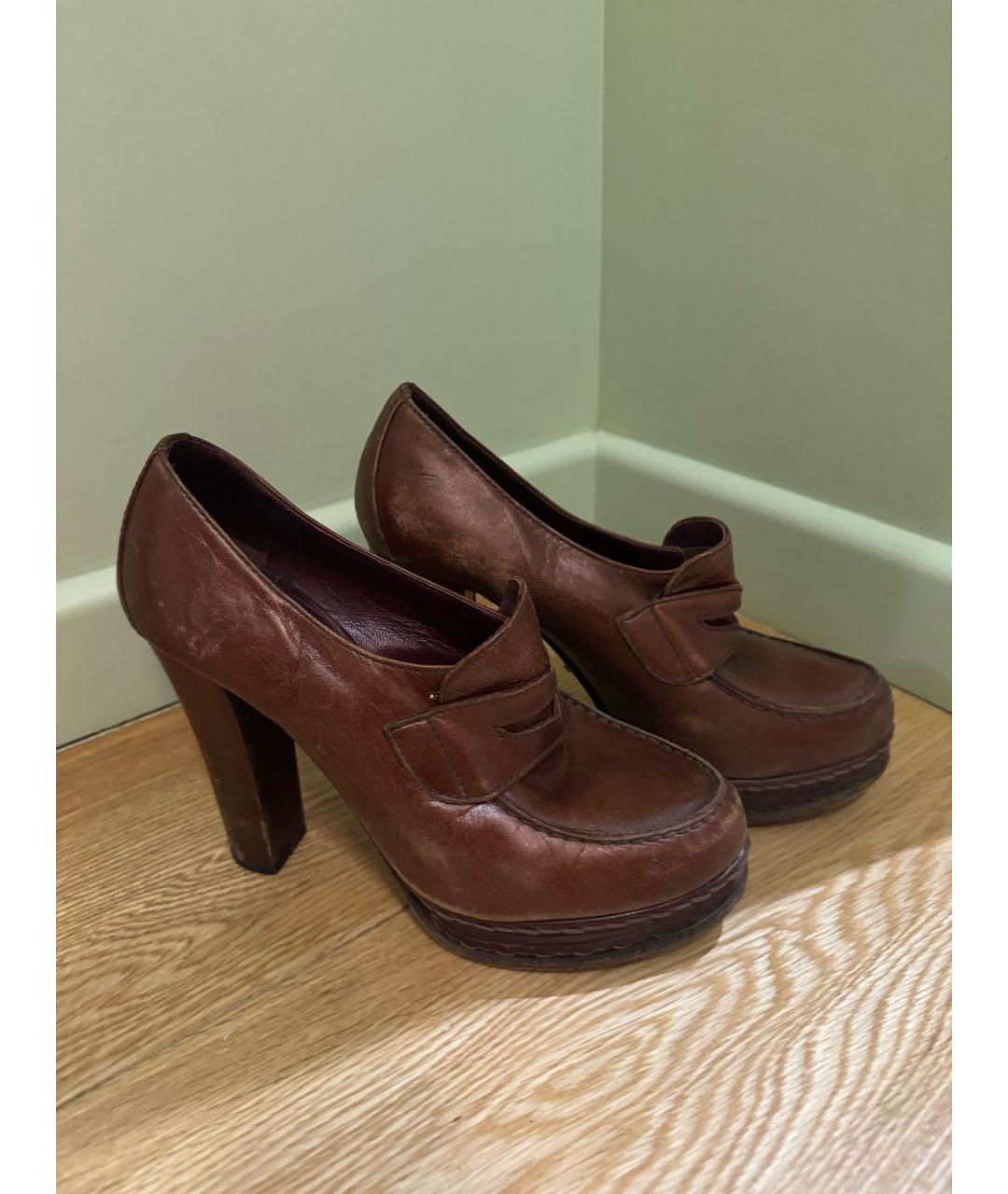 PRADA Коричневые кожаные туфли, фото 3