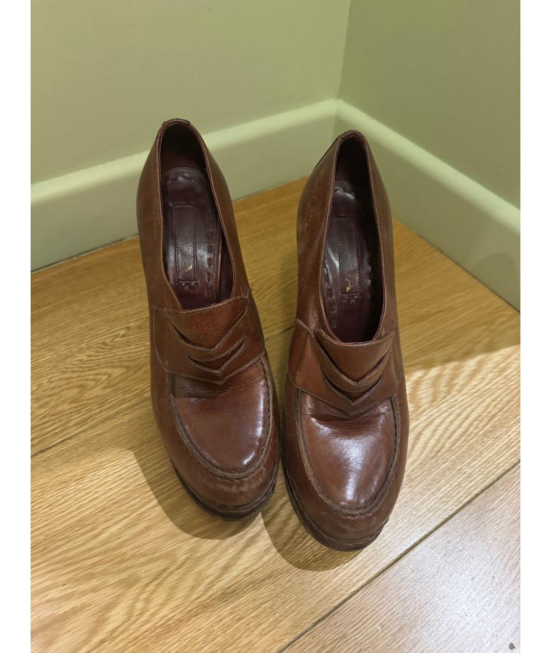 PRADA Коричневые кожаные туфли, фото 2