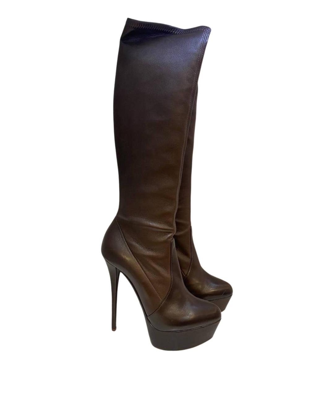 CASADEI Коричневые кожаные сапоги, фото 1