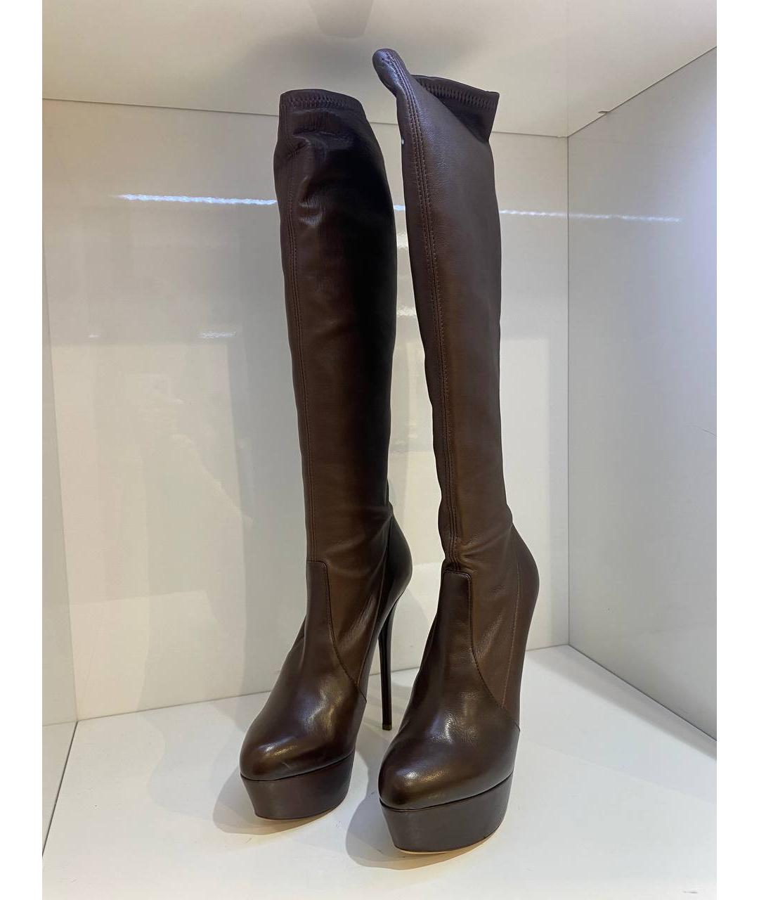 CASADEI Коричневые кожаные сапоги, фото 2