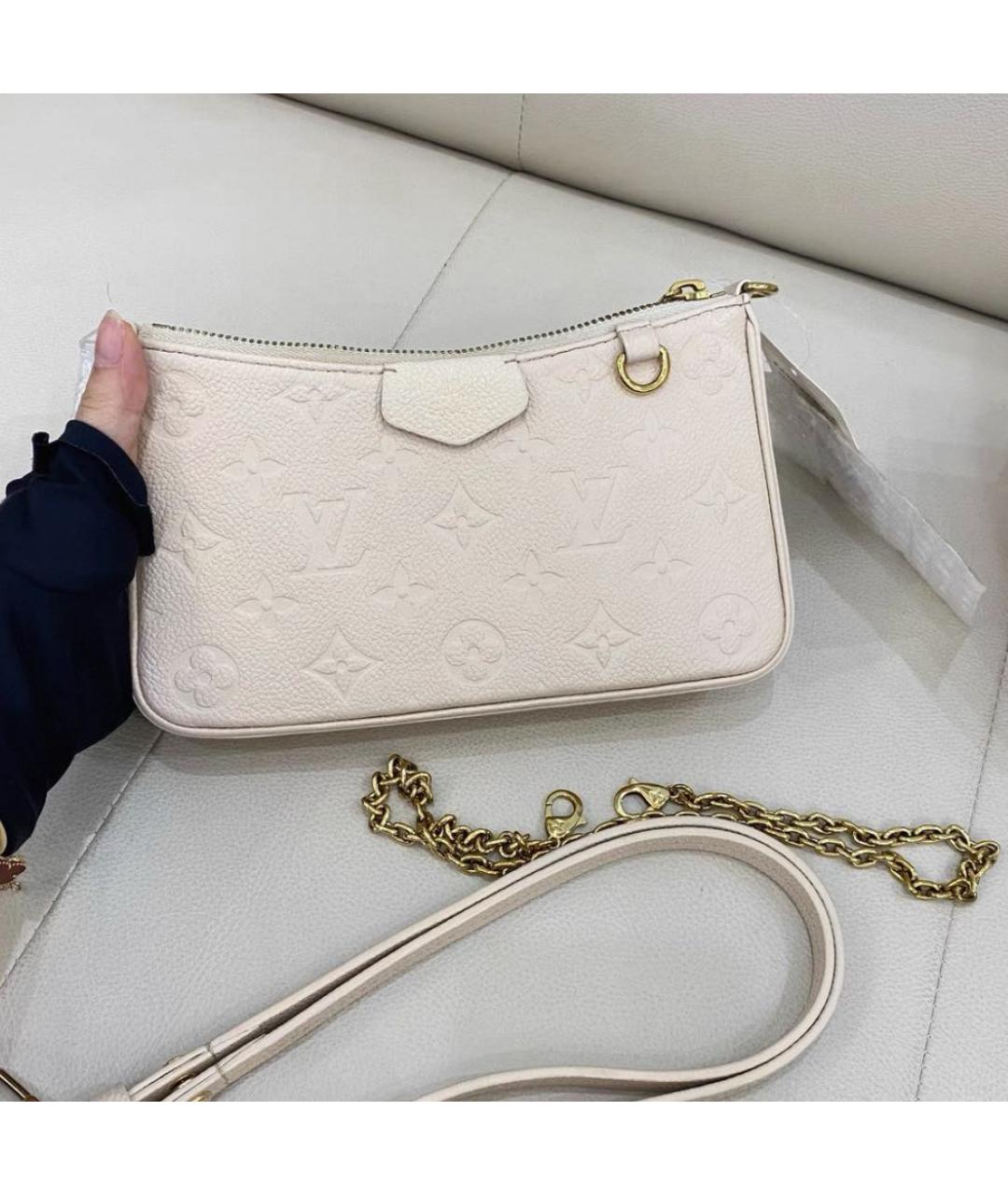 LOUIS VUITTON Бежевая кожаная сумка через плечо, фото 2