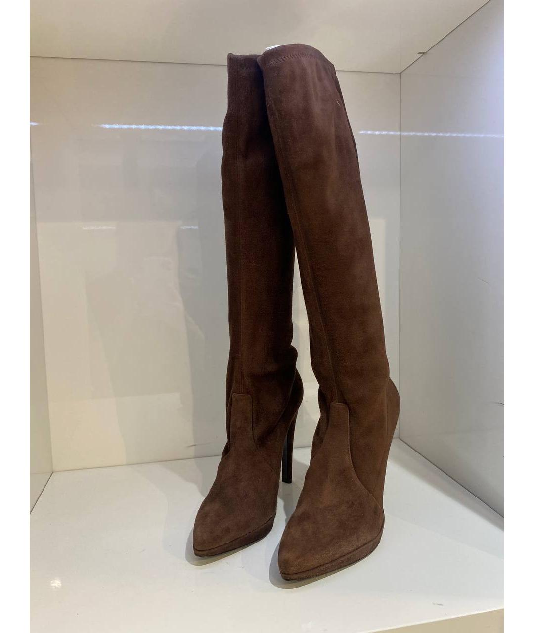 CASADEI Коричневые замшевые сапоги, фото 2