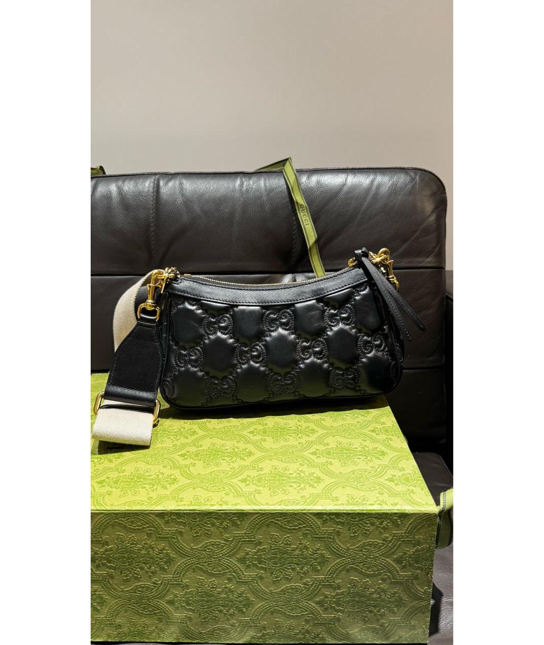 GUCCI Черная кожаная сумка через плечо, фото 4