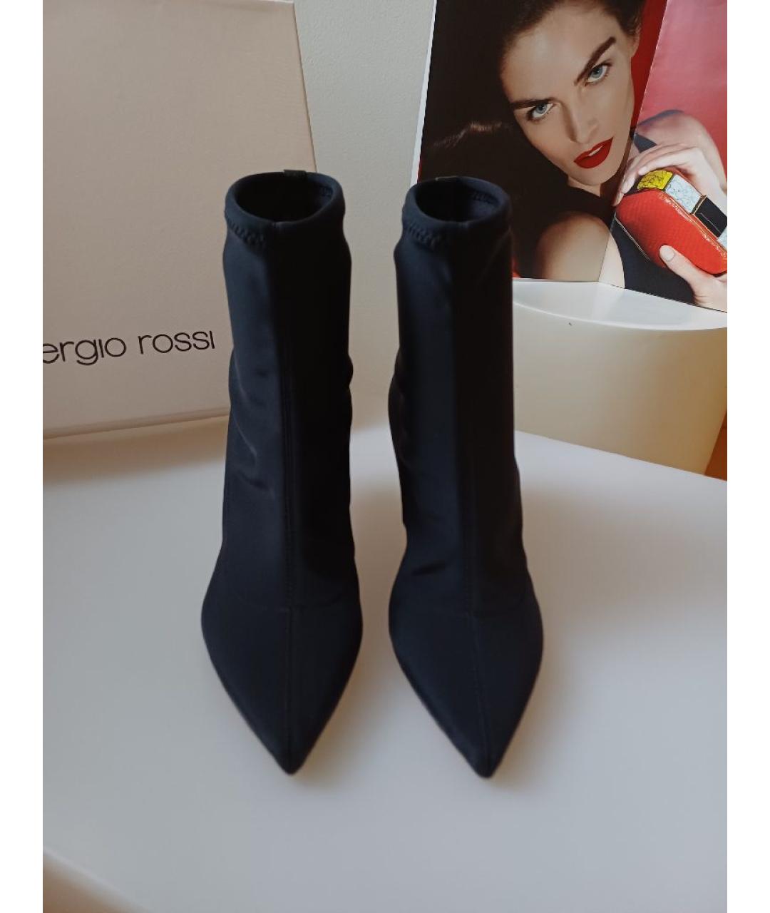 SERGIO ROSSI Черные текстильные ботильоны, фото 5