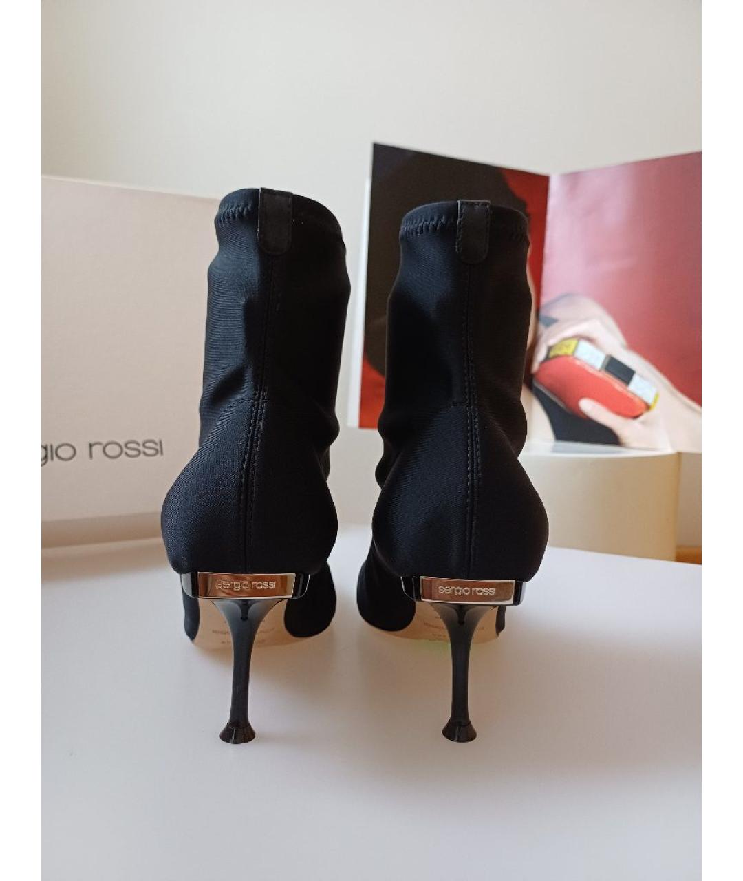 SERGIO ROSSI Черные текстильные ботильоны, фото 6