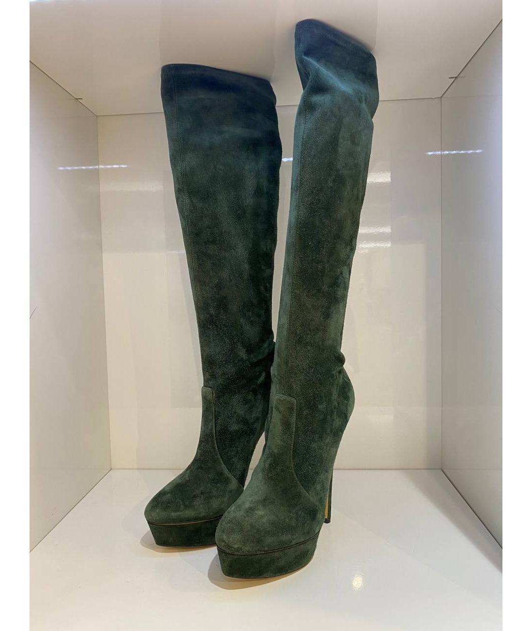 CASADEI Зеленые замшевые сапоги, фото 2