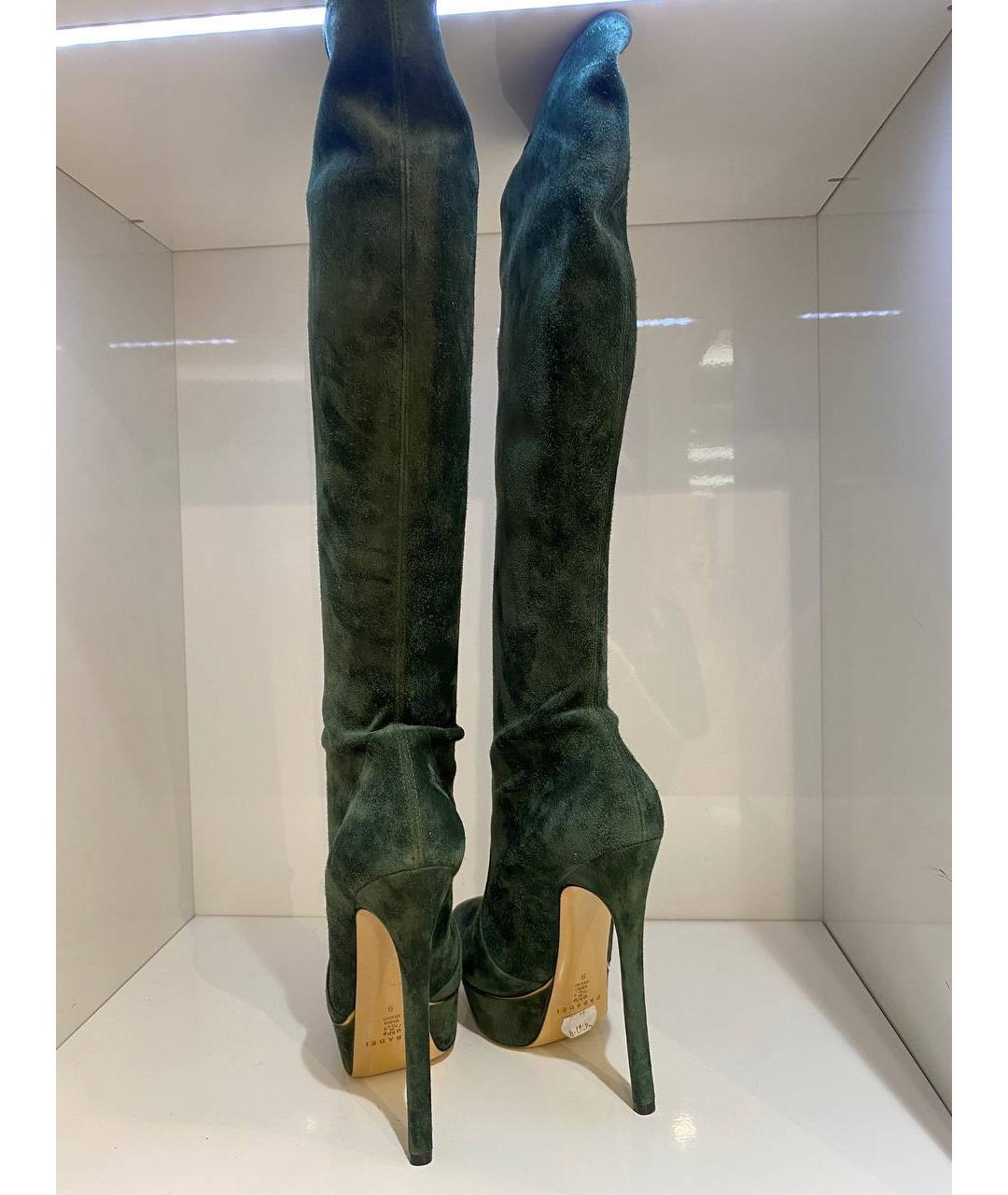 CASADEI Зеленые замшевые сапоги, фото 3