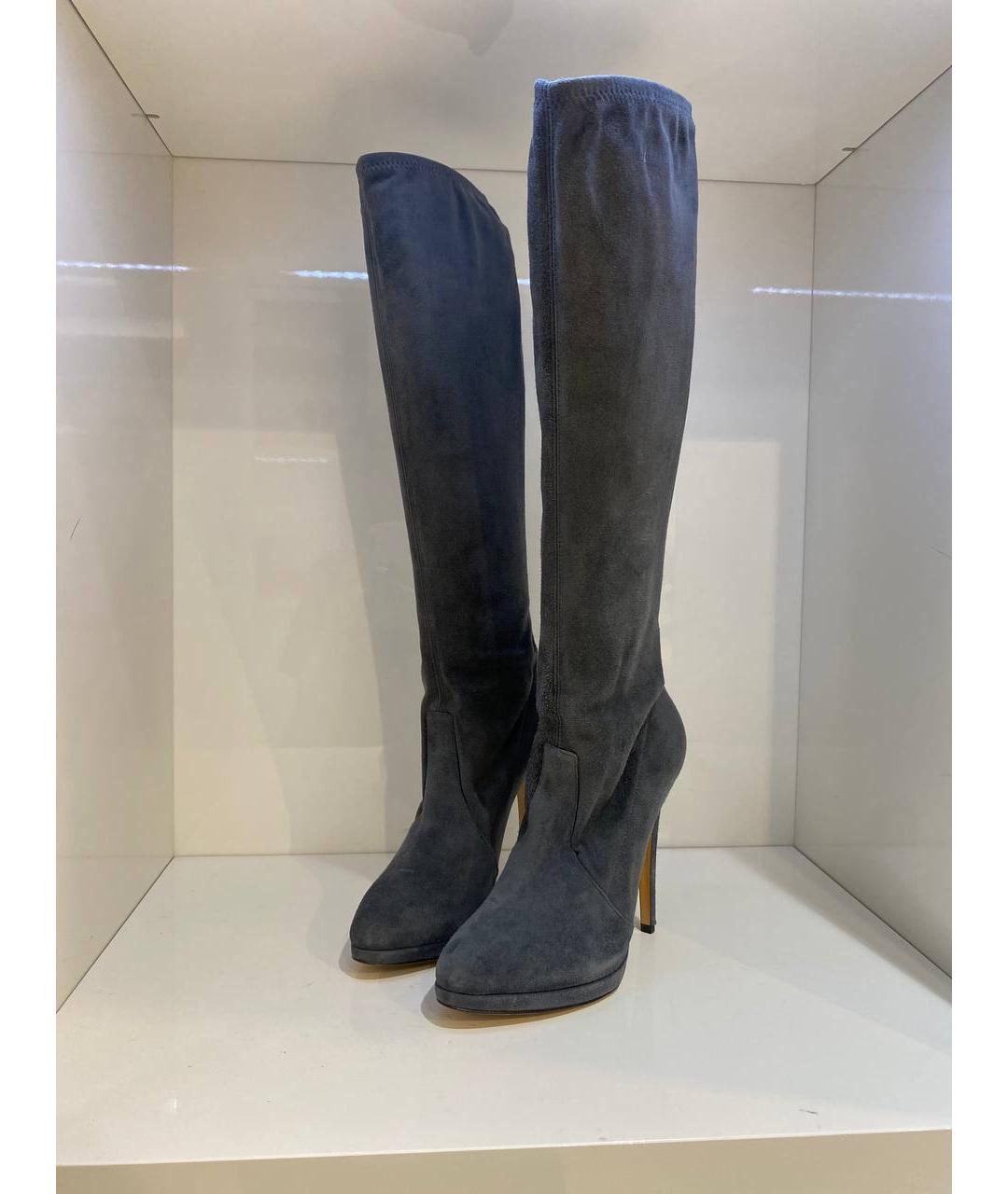 CASADEI Антрацитовые замшевые сапоги, фото 2