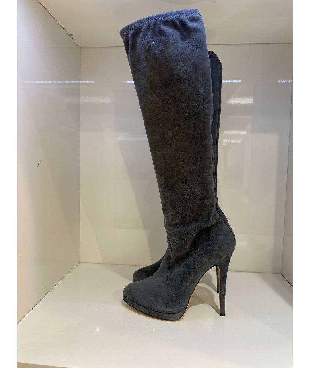 CASADEI Антрацитовые замшевые сапоги, фото 4