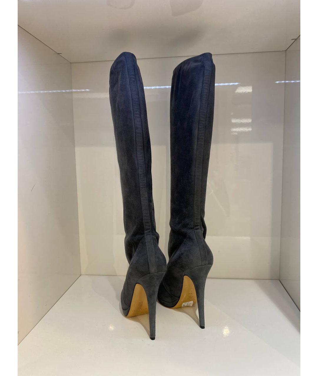 CASADEI Антрацитовые замшевые сапоги, фото 3