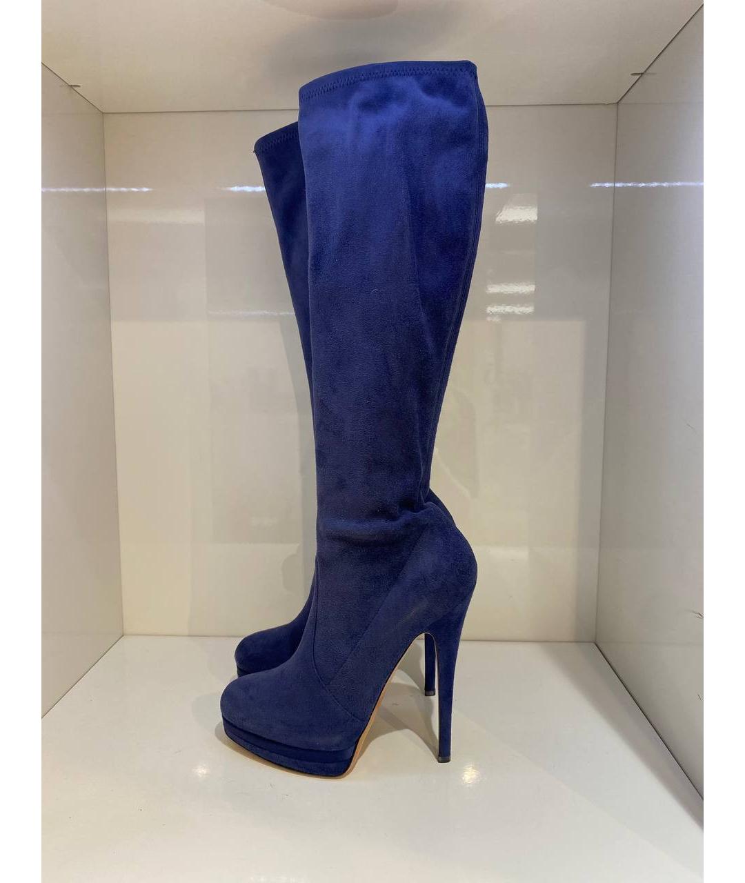 CASADEI Синие замшевые сапоги, фото 4