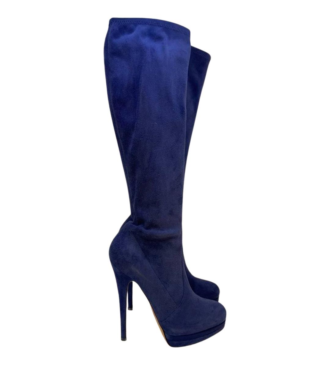 CASADEI Синие замшевые сапоги, фото 1