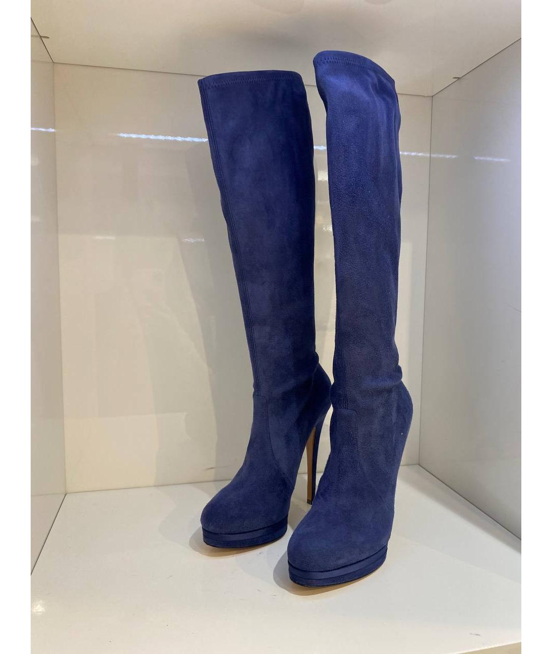 CASADEI Синие замшевые сапоги, фото 2