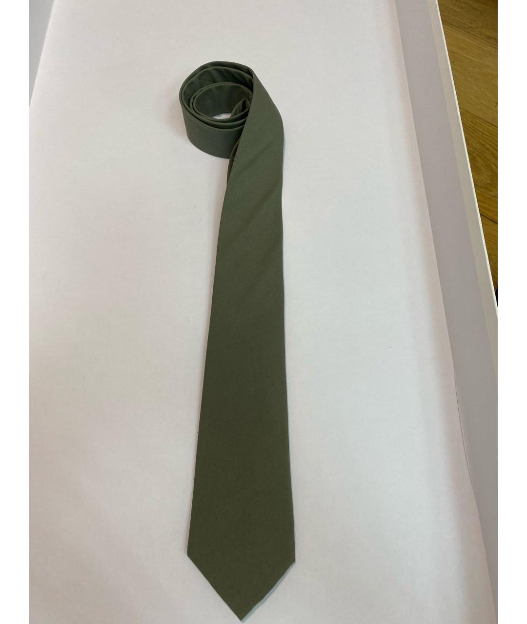 BOTTEGA VENETA Зеленый тканевый галстук, фото 5