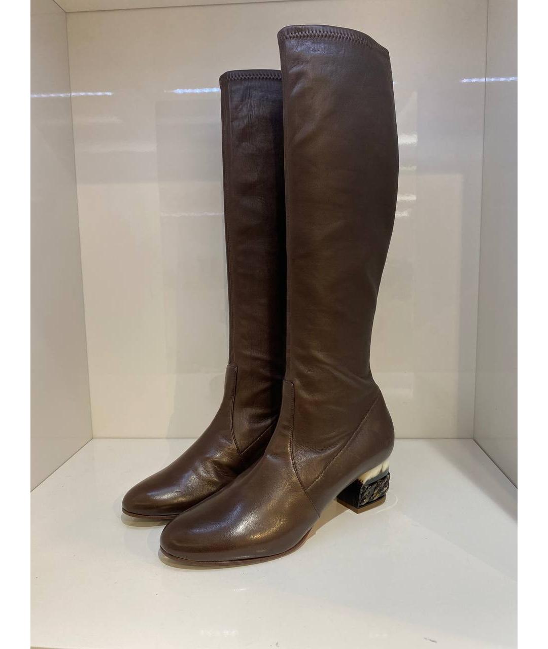 CASADEI Коричневые кожаные сапоги, фото 4