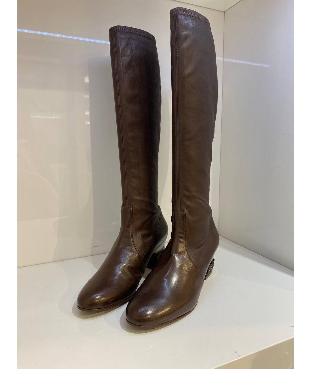 CASADEI Коричневые кожаные сапоги, фото 2