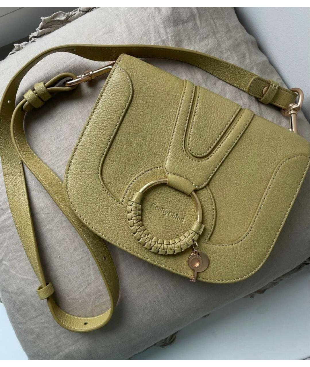 SEE BY CHLOE Зеленая кожаная сумка через плечо, фото 6