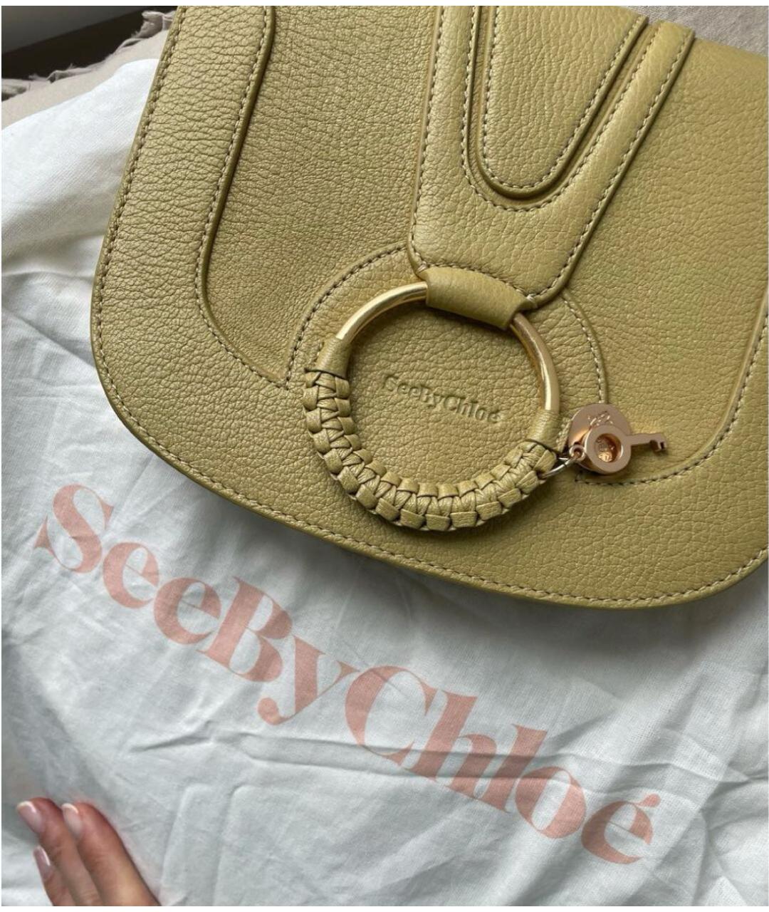 SEE BY CHLOE Зеленая кожаная сумка через плечо, фото 7