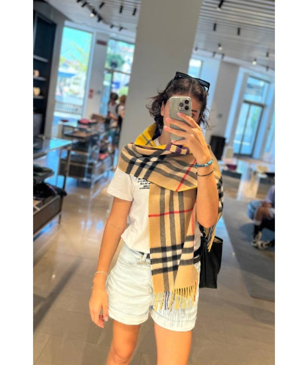 BURBERRY Бежевый кашемировый шарф, фото 7