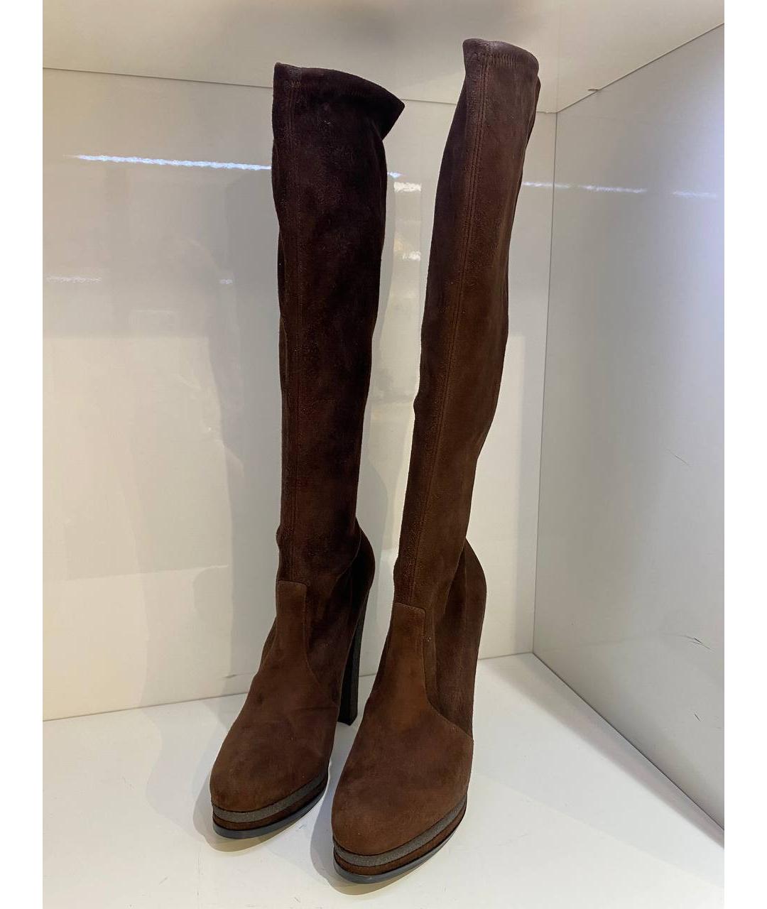 CASADEI Коричневые замшевые сапоги, фото 2