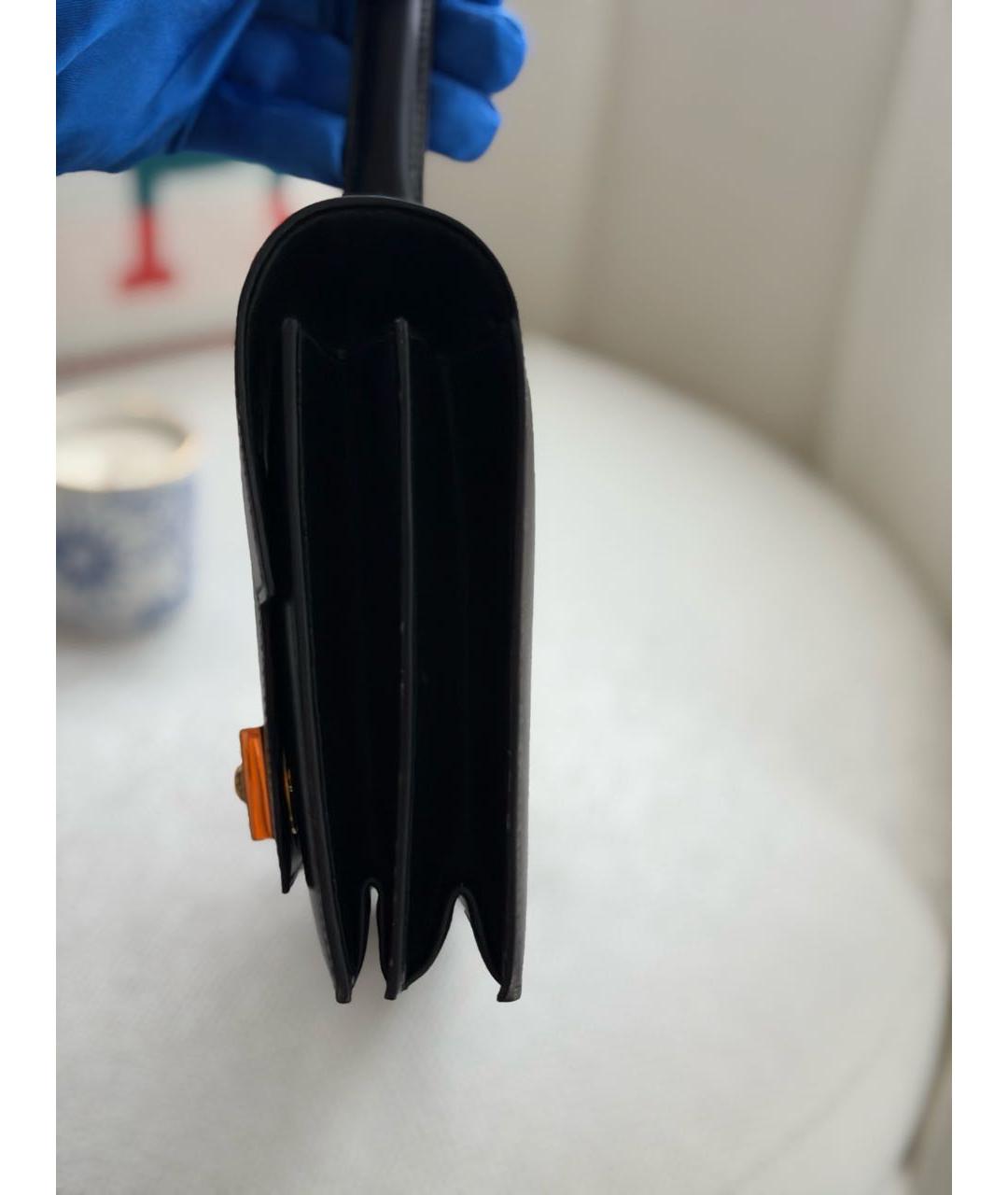 HERMES Черная кожаная сумка с короткими ручками, фото 5