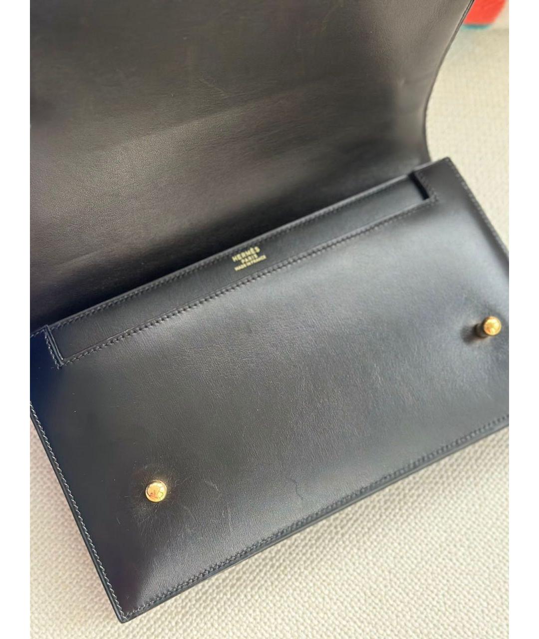 HERMES Черная кожаная сумка с короткими ручками, фото 7