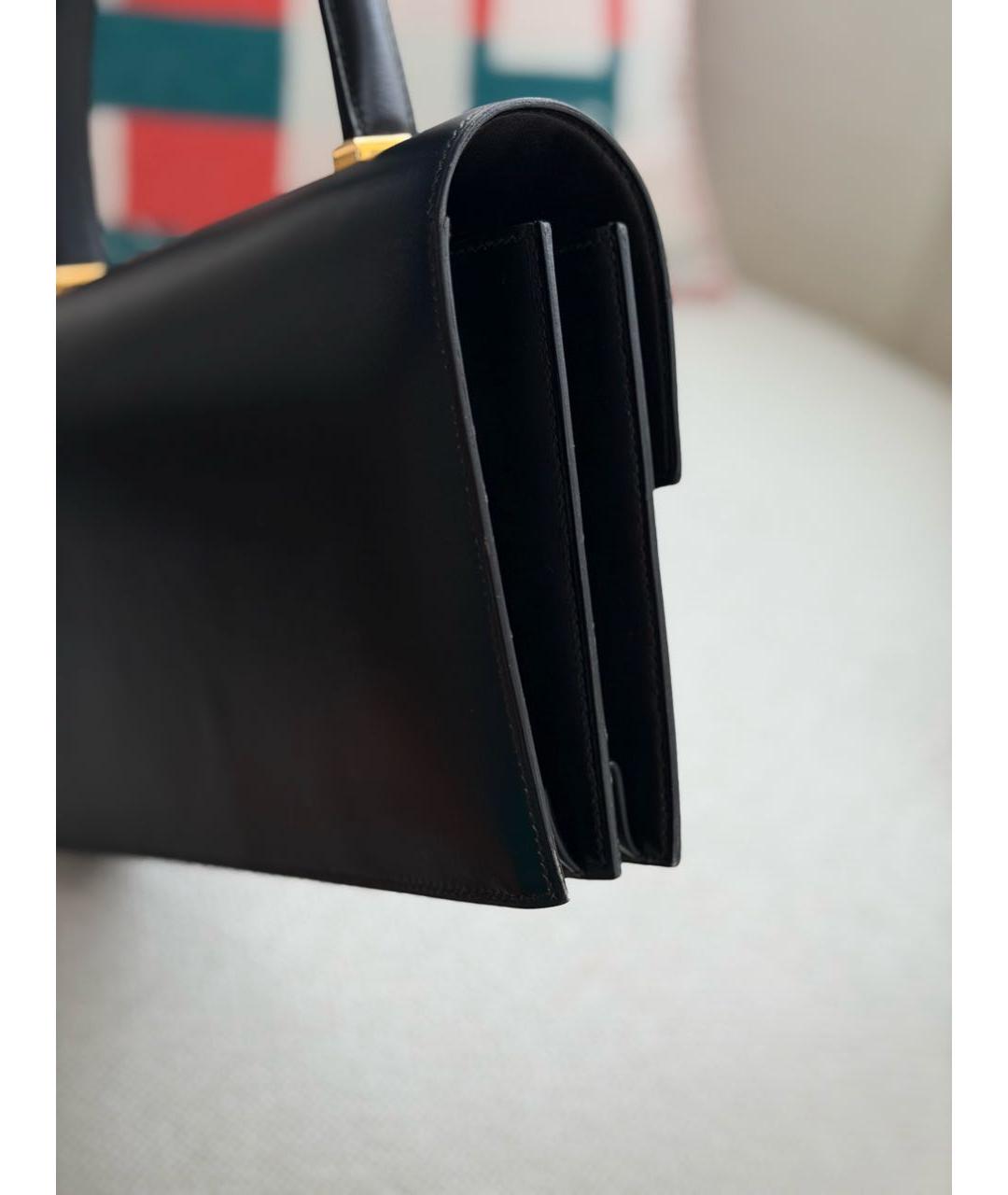HERMES Черная кожаная сумка с короткими ручками, фото 6