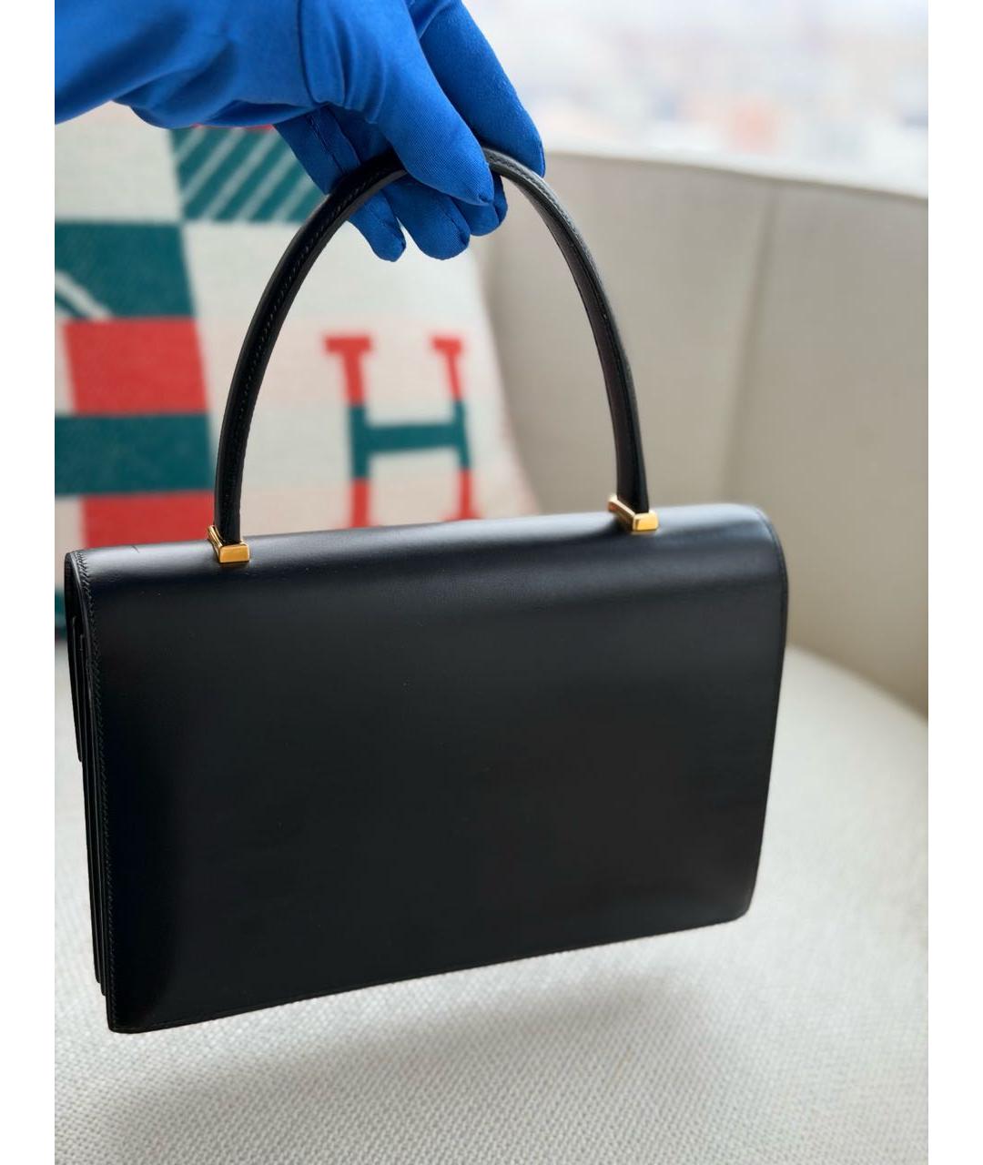 HERMES Черная кожаная сумка с короткими ручками, фото 2