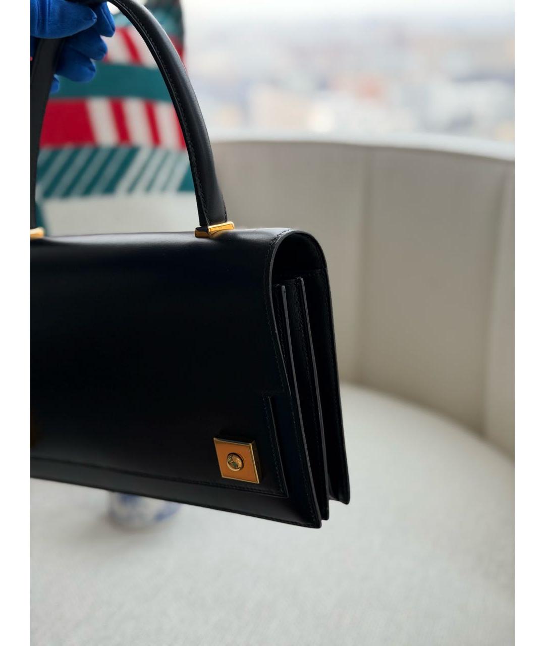HERMES Черная кожаная сумка с короткими ручками, фото 3