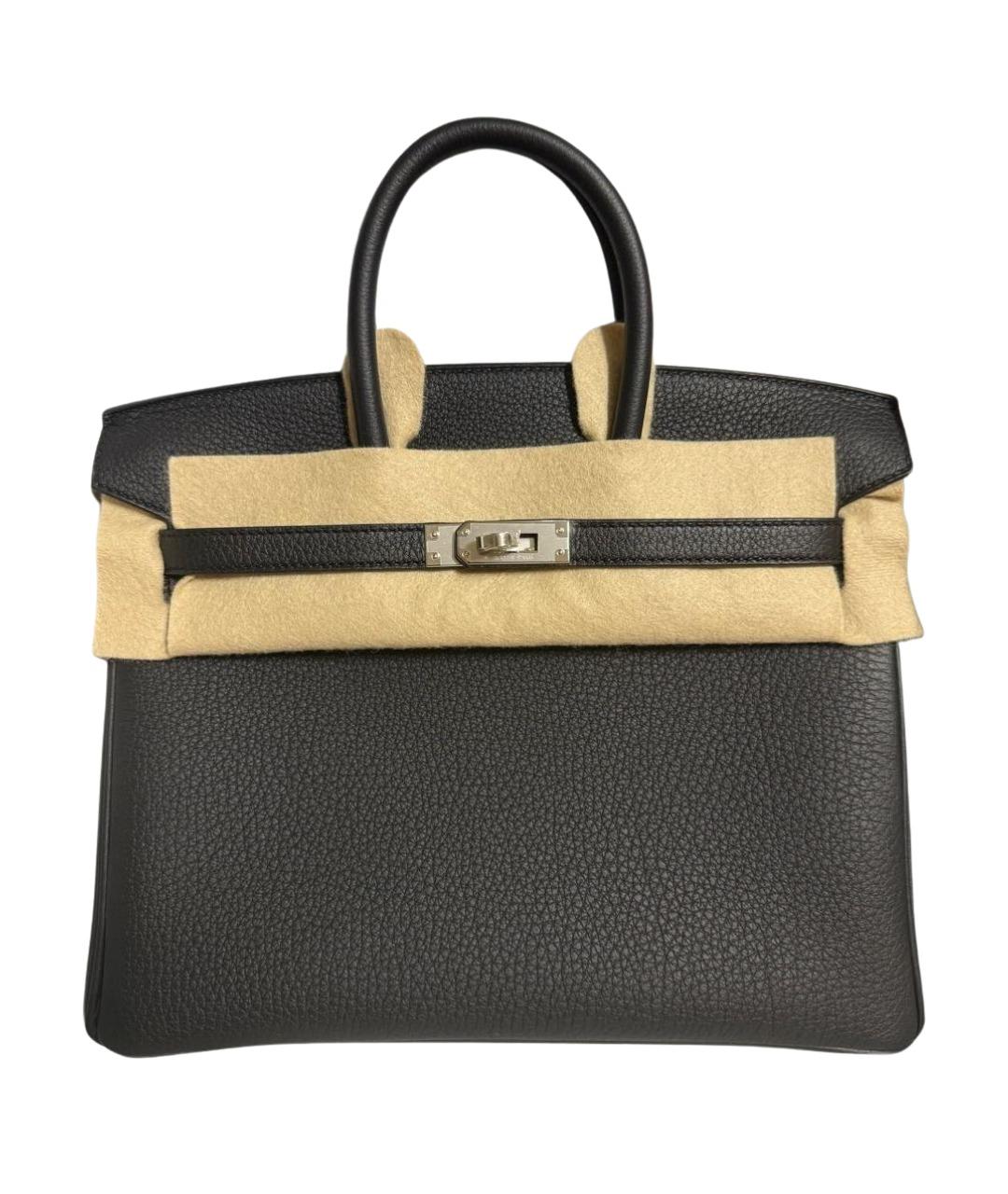 HERMES Черная кожаная сумка с короткими ручками, фото 1