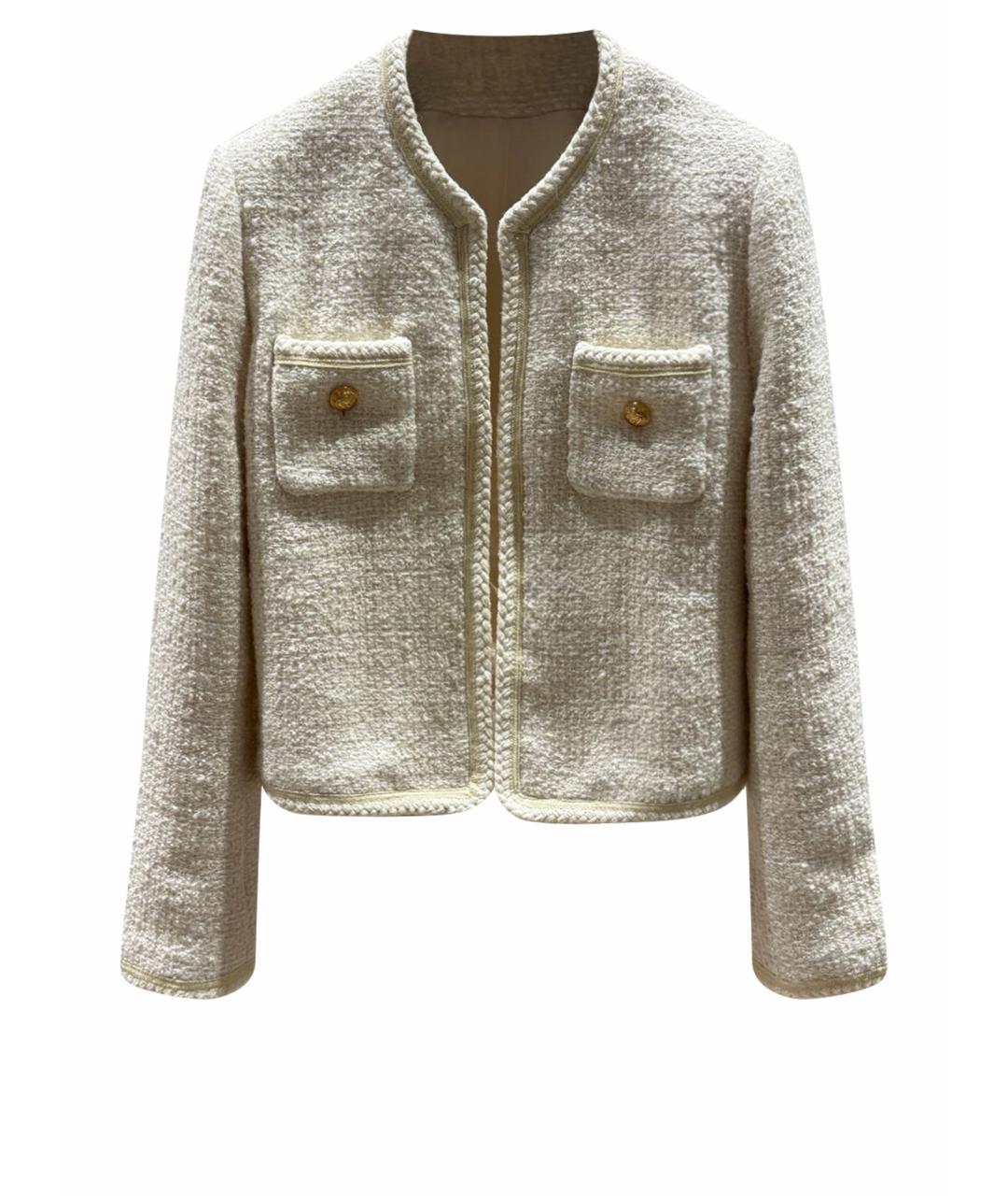 CELINE Бежевый твидовый жакет/пиджак, фото 1