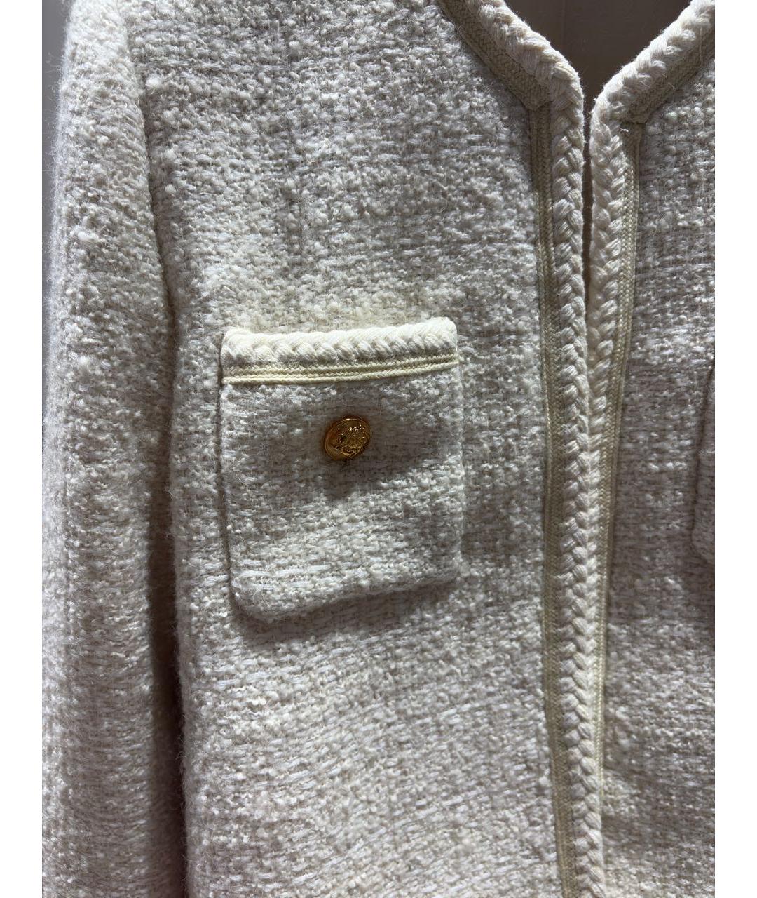 CELINE Бежевый твидовый жакет/пиджак, фото 3