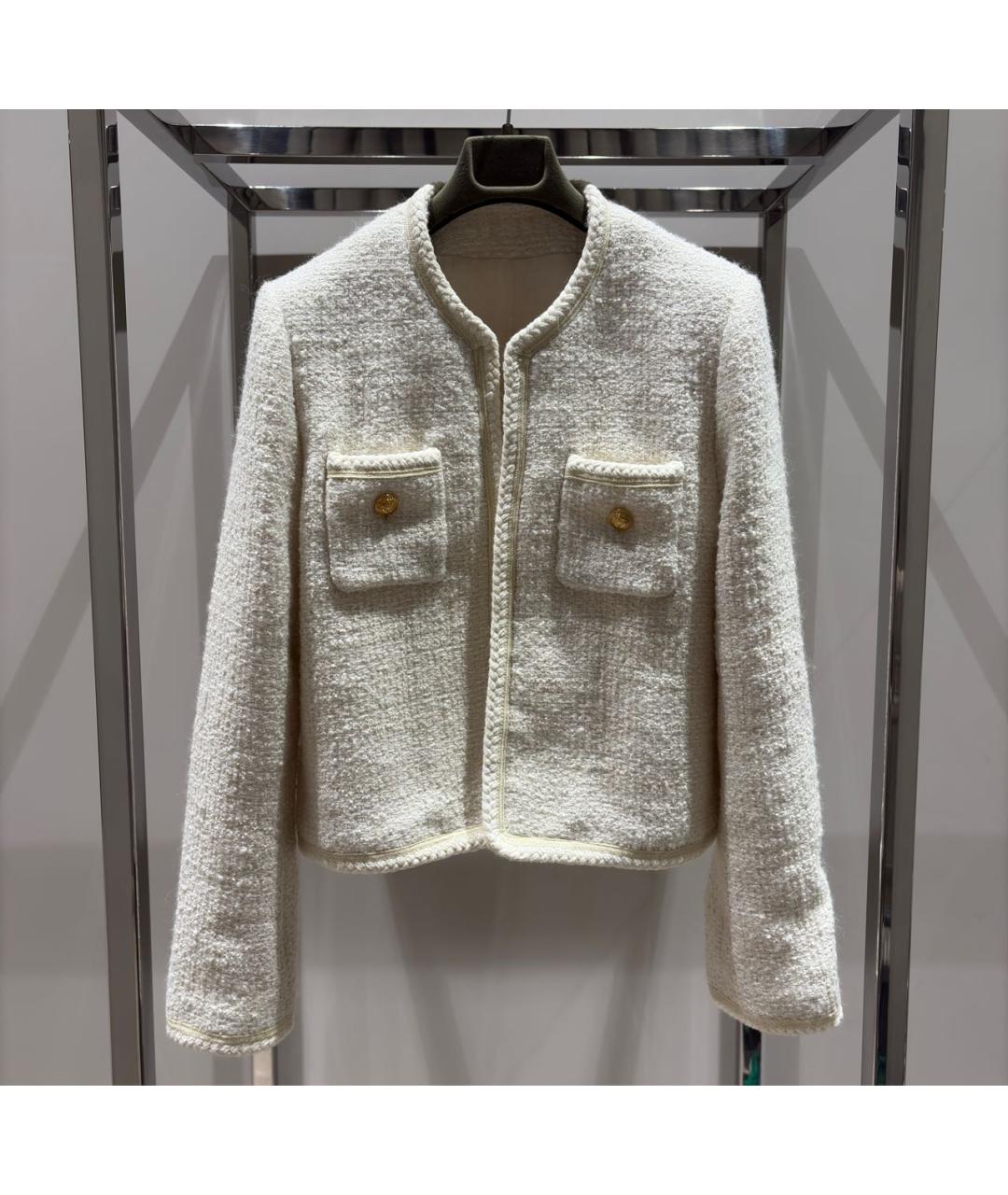 CELINE Бежевый твидовый жакет/пиджак, фото 2
