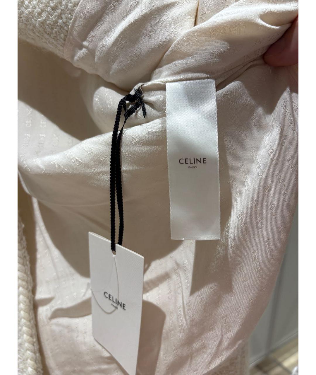 CELINE Бежевый твидовый жакет/пиджак, фото 6