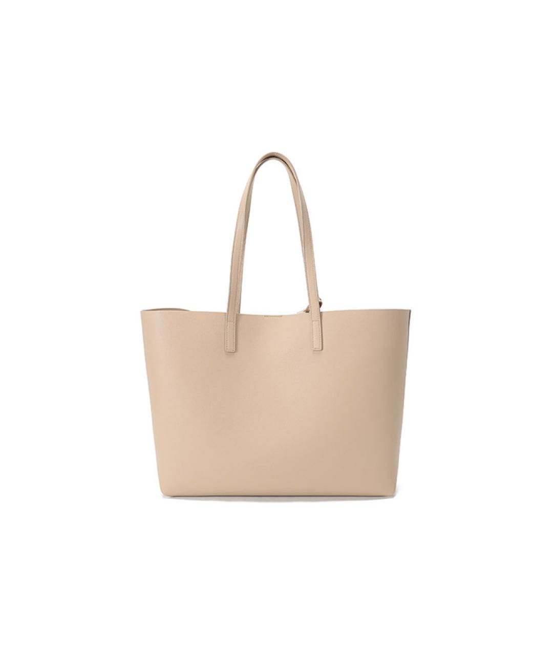 SAINT LAURENT Бежевая кожаная сумка через плечо, фото 5