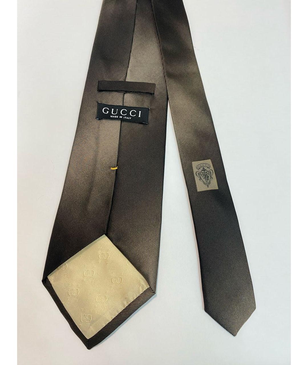 GUCCI Антрацитовый тканевый галстук, фото 3
